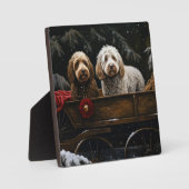 Cockapoo Snowy Sleigh Weihnachtsdekor Fotoplatte (Vorderseite)
