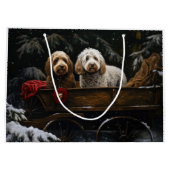 Cockapoo Snowy Sleigh Weihnachtsdekor Große Geschenktüte (Rückseite)
