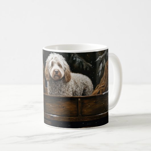 Cockapoo Snowy Sleigh Weihnachtsdekor Kaffeetasse (VorderseiteRechts)