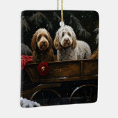 Cockapoo Snowy Sleigh Weihnachtsdekor Keramikornament (Rechts)