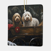 Cockapoo Snowy Sleigh Weihnachtsdekor Keramikornament (Links)