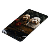 Cockapoo Snowy Sleigh Weihnachtsdekor Magnet (Linke Seite)