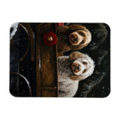 Cockapoo Snowy Sleigh Weihnachtsdekor Magnet (Horizontal)