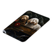 Cockapoo Snowy Sleigh Weihnachtsdekor Magnet (Linke Seite)