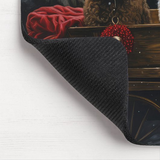 Cockapoo Snowy Sleigh Weihnachtsdekor Mousepad (Ecke)
