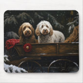 Cockapoo Snowy Sleigh Weihnachtsdekor Mousepad (Vorne)