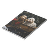 Cockapoo Snowy Sleigh Weihnachtsdekor Notizblock (Rotiert)