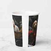 Cockapoo Snowy Sleigh Weihnachtsdekor Pappbecher (Links)