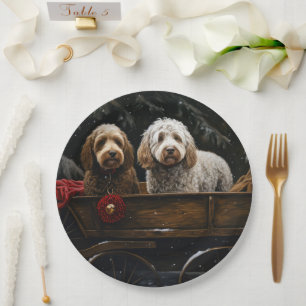 Cockapoo Snowy Sleigh Weihnachtsdekor Pappteller