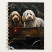 Cockapoo Snowy Sleigh Weihnachtsdekor Planer (Vorderseite)