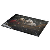 Cockapoo Snowy Sleigh Weihnachtsdekor Schneidebrett (Ecke)