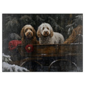 Cockapoo Snowy Sleigh Weihnachtsdekor Schneidebrett (Vorderseite)