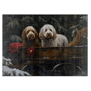 Cockapoo Snowy Sleigh Weihnachtsdekor Schneidebrett