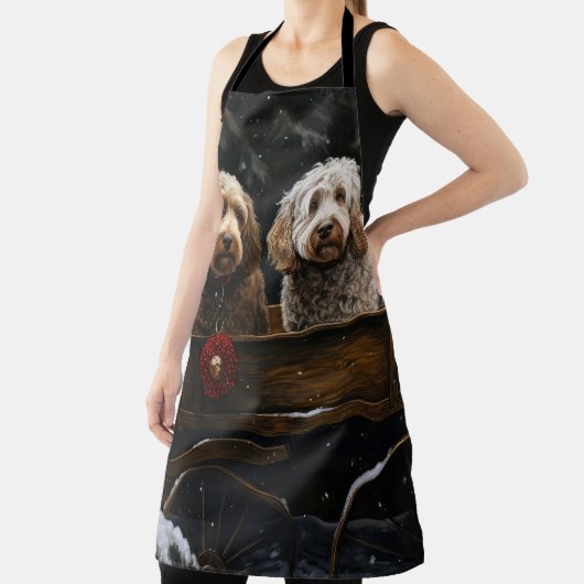 Cockapoo Snowy Sleigh Weihnachtsdekor Schürze (InSitu)