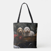 Cockapoo Snowy Sleigh Weihnachtsdekor Tasche (Rückseite)