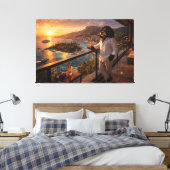 Cockapoo Sonnenuntergang Leinwand Kunst – Luxus Re (Insitu (Schlafzimmer))