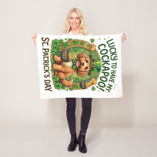 Cockapoo St. Patrick's Day Glückshund Topf Gold Fleecedecke (Beispiel)