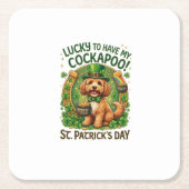 Cockapoo St. Patrick's Day Glückshund Topf Gold Rechteckiger Pappuntersetzer (Vorderseite)