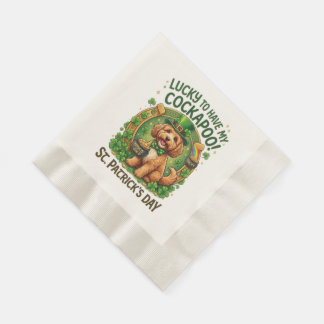 Cockapoo St. Patrick's Day Glückshund Topf mit Gol Serviette