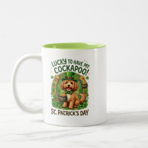 Cockapoo St. Patrick's Day Glückshund Topf mit Gol Zweifarbige Tasse