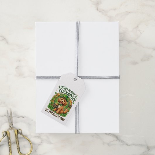 Cockapoo St Patrick's Day Lucky Dog Pot of Gold Geschenkanhänger (Mit Garn)