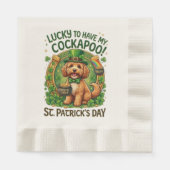 Cockapoo St Patrick's Day Lucky Dog Pot of Gold Serviette (Vorderseite)