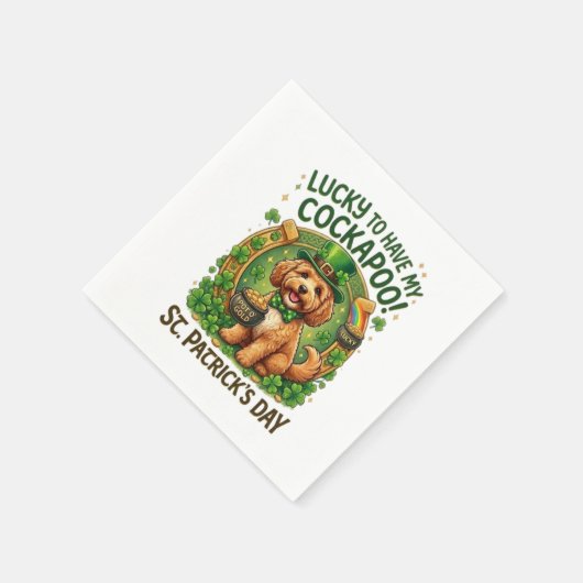 Cockapoo St Patrick's Day Lucky Dog Pot of Gold Serviette (Ecke)