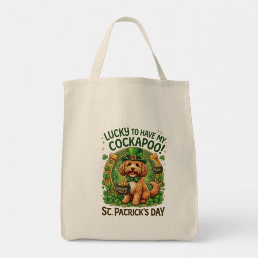 Cockapoo St Patrick's Day Lucky Dog Pot of Gold Tragetasche (Rückseite)