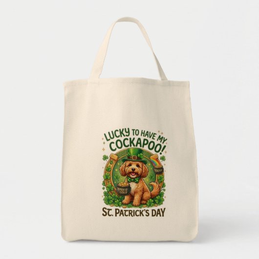 Cockapoo St Patrick's Day Lucky Dog Pot of Gold Tragetasche (Vorne)