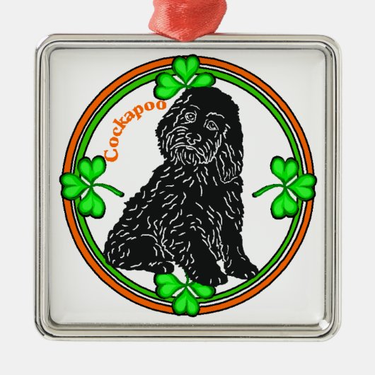 Cockapoo St Patrick's Day Silbernes Ornament (Vorne)
