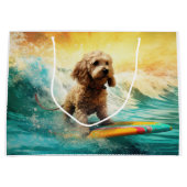 Cockapoo-Strand-Surfing-Gemälde Große Geschenktüte (Vorderseite)