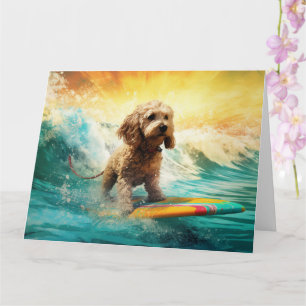 Cockapoo-Strand-Surfing-Gemälde Karte