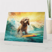 Cockapoo-Strand-Surfing-Gemälde Karte (Vorderseite)