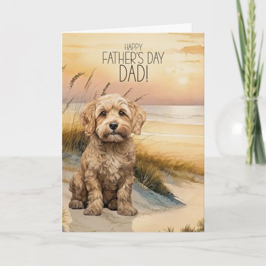 Cockapoo Sunset Beach Vatertag Feiertagskarte (Vorderseite)