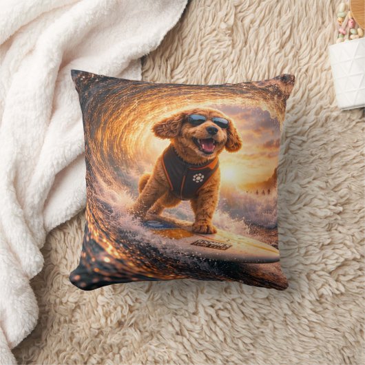 Cockapoo Surf Art | Cool Cockapoo Gift pillow Kissen (Decke)