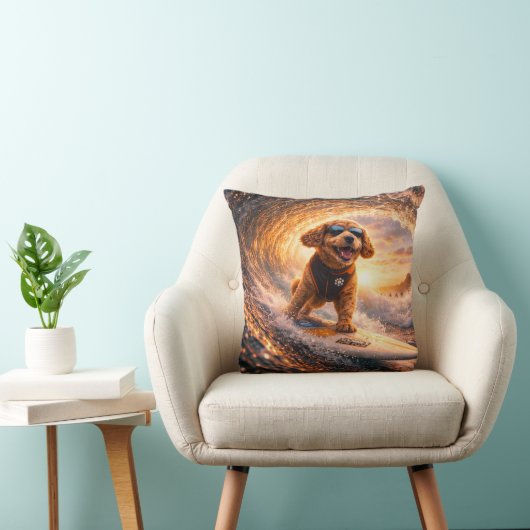 Cockapoo Surf Art | Cool Cockapoo Gift pillow Kissen (Stuhl )
