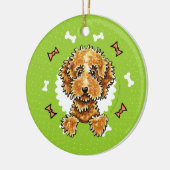 Cockapoo Tan Dog Knochen Weihnachtsbrand Keramikornament (Links)