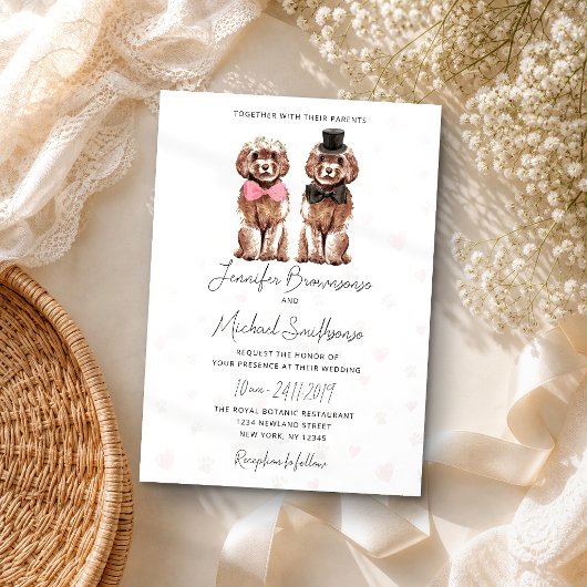 Cockapoo Thema Paw Herdshunde Hochzeit Einladung
