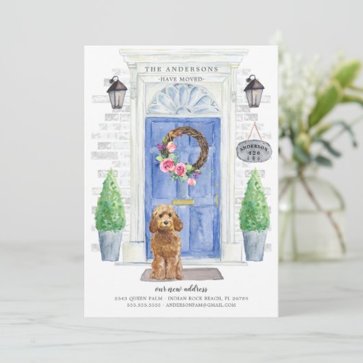 Cockapoo-Tor-Ankündigung für Golden Honey Einladung (Stehend Vorderseite)