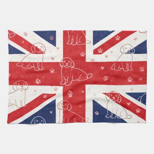 Cockapoo UK-Geschenk | Union Jack Hund  Geschirrtuch (Horizontal)