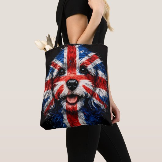 Cockapoo Union Jack Britischer Hund Geschenk Tasche (Von Nahem)