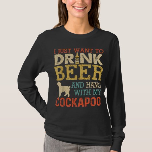 Cockapoo Vater Drink Bier Hang mit Hund Funny Men T-Shirt (Vorderseite)