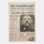 Cockapoo Vintage Newspaper  Geschirrtuch (Vertikal)