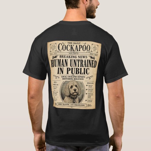 Cockapoo Vintage-Zeitung Lustiges T-Shirt (Rückseite)