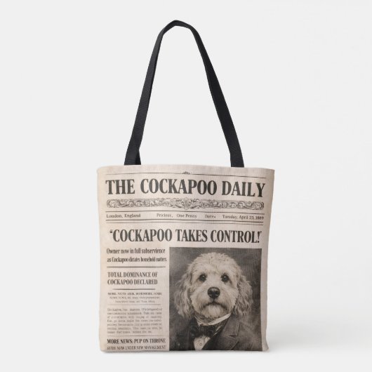Cockapoo Vintage Zeitung  Tasche (Rückseite)