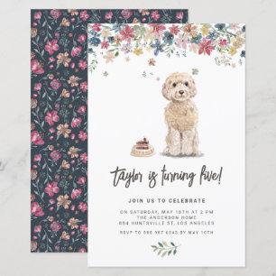 Cockapoo Watercolor Hund Einladung zum Geburtstag
