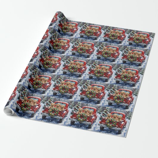 Cockapoo Weihnachten Rotes Lastwagen Urlaub Geschenkpapier (Ungerollt)