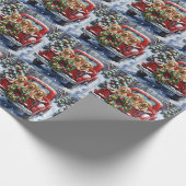 Cockapoo Weihnachten Rotes Lastwagen Urlaub Geschenkpapier (Ecke)