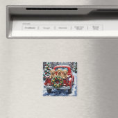Cockapoo Weihnachten Rotes Lastwagen Urlaub Magnet (In Situ (Geschirrspüler))