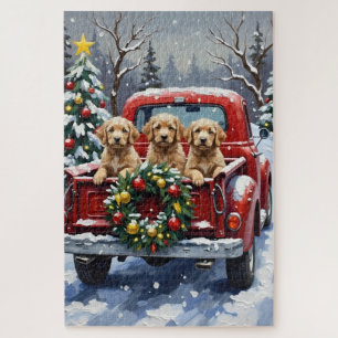 Cockapoo Weihnachten Rotes Lastwagen Urlaub Puzzle